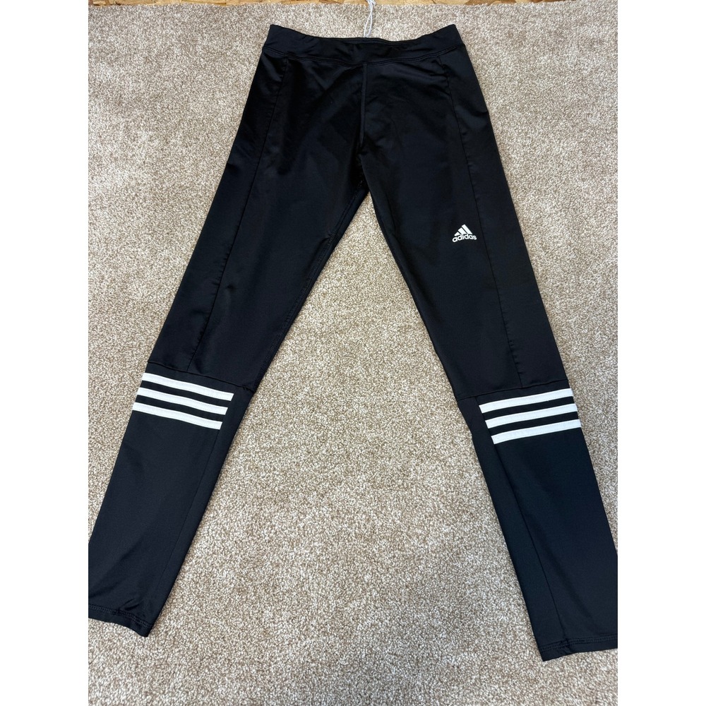 Adidas‎ Kids XL 16 Climalite Black White 3-Stripe Athletic Leggings Training Gym